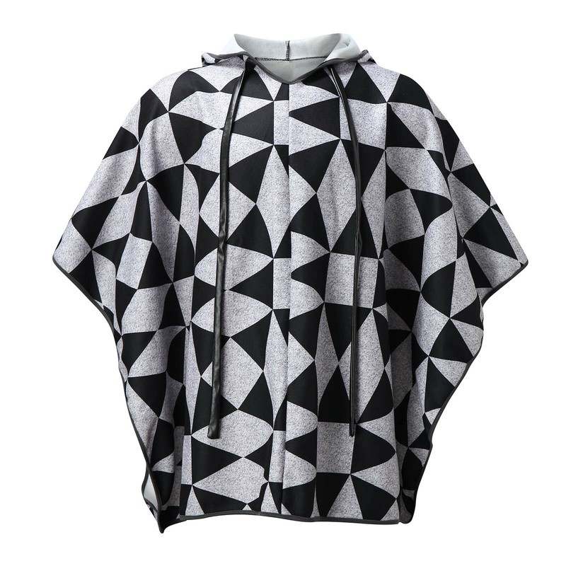 Mens Winter Warm Hoodies Cape Jacket Poncho Tops Outwear Woolen Casual Cape Coat
