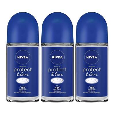Nivea Protect & Care Roll-On Deodorant, 1.7oz (50ml) (Pack of 3)