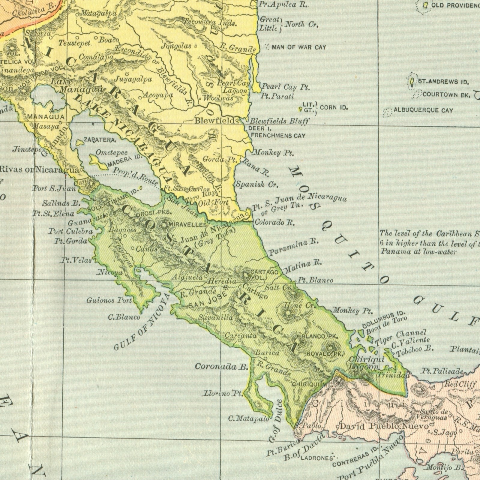 1883 Map Central America w Railways Russell Struthers 19th century lithograph