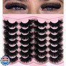 loladook Mink Lashes Fluffy 20mm Faux Mink Lashes Cat Eye Big Long False Eyelashes Dramatic Soft 25mm Lash Strips 3D Volume 14 Pairs Strip Eyelashes Pack