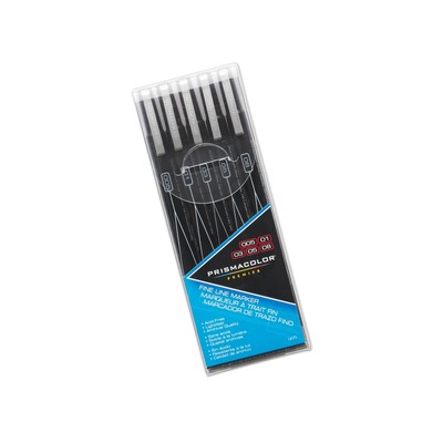 Prismacolor Premier Illustration Markers, Fine Tip, Black, Set of 5