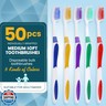 Navona 50 PCS Premium Individually Wrapped Bulk Toothbrush Pack, Disposable Toothbrushes, Kids Toothbrush, Medium Soft Bristle Toothbrushes, Ergonomics Handle, Perfect for Travel Hotel Donation