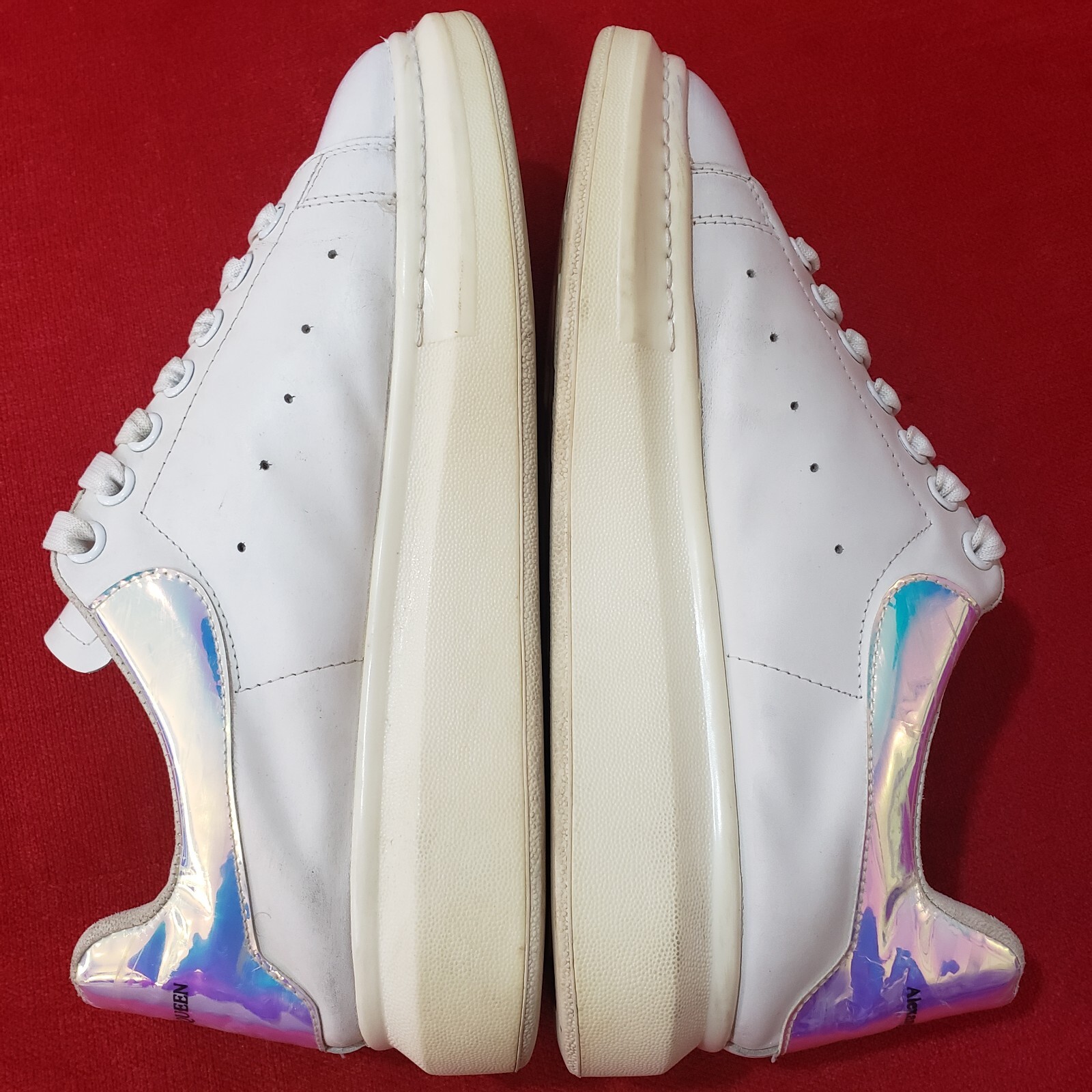 Alexander McQueen Lerry White Leather Shoes logo Trainers Sneakers US 10 EU 43