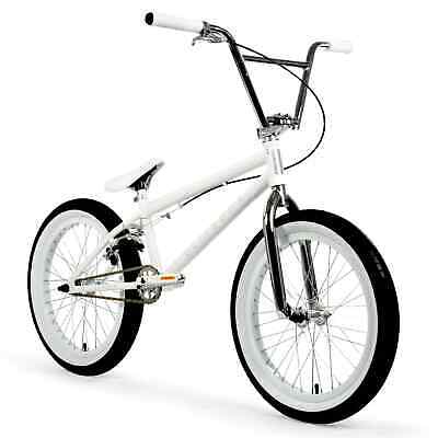 Elite 20'' BMX Destro Bicycle Freestyle Bike 3 Piece Crank White Chrome NEW