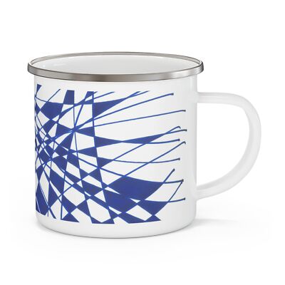 Enamel Mug w/ unique abstract art design for camping, office, home, personal use
