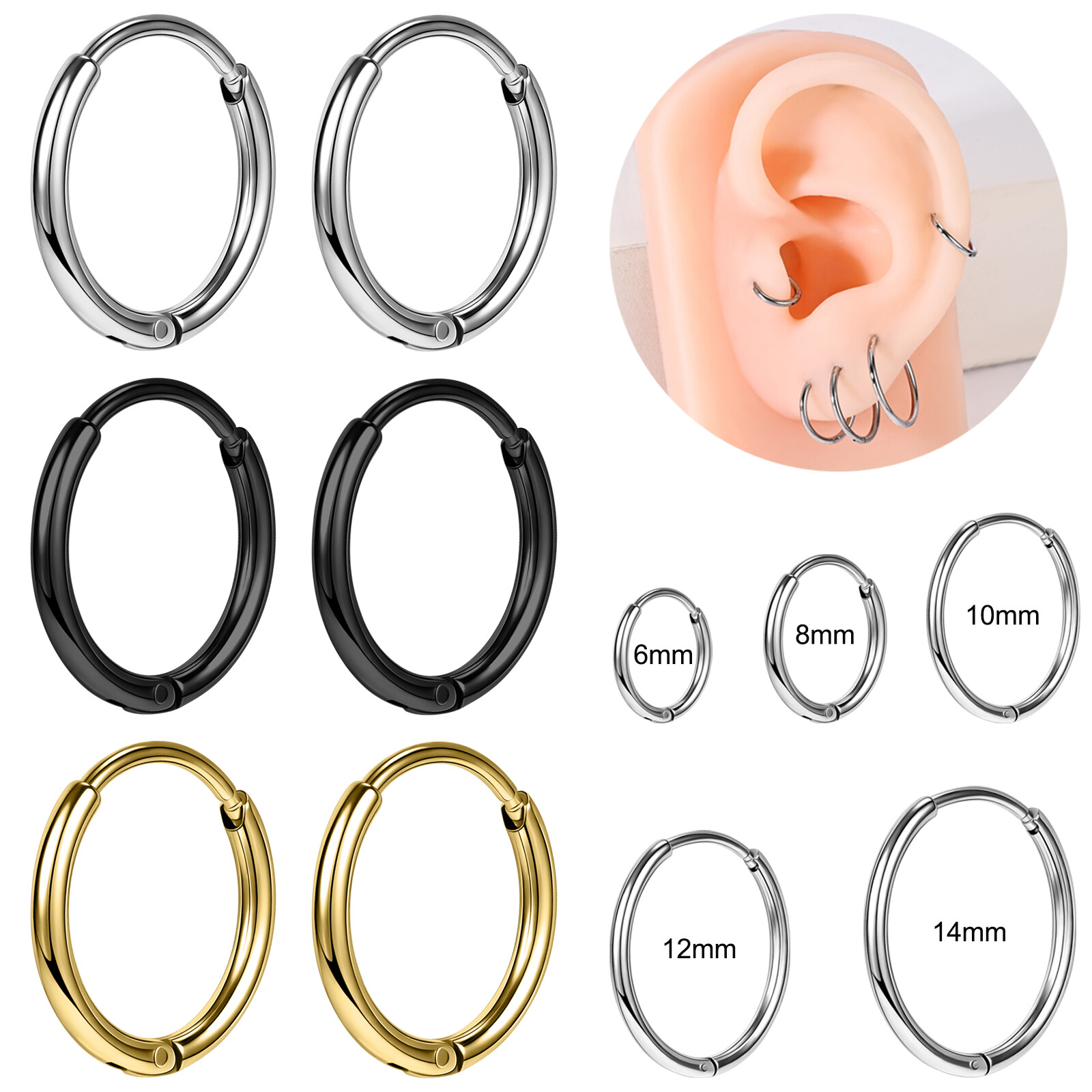 Bijoux Piercing Labret En Titane OUFER - Barres 5/6/8/10/12 Mm, Dos Plat, Pour Lèvre, Tragus, Helix