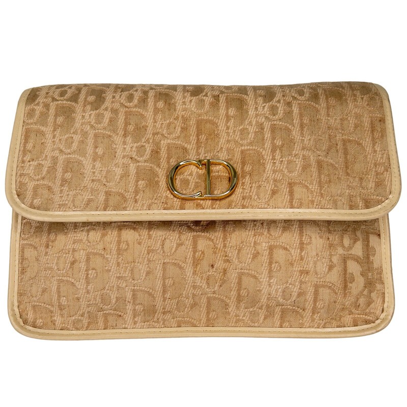 Christian Dior イエロー レザーケース 1980's - Early 1990's Christian Dior Gold Logo Clutch