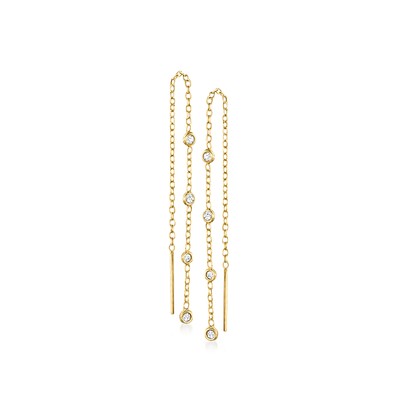 0.15 ct. t.w. Bezel-Set Diamond Station Threader Earrings in 14kt Yellow Gold