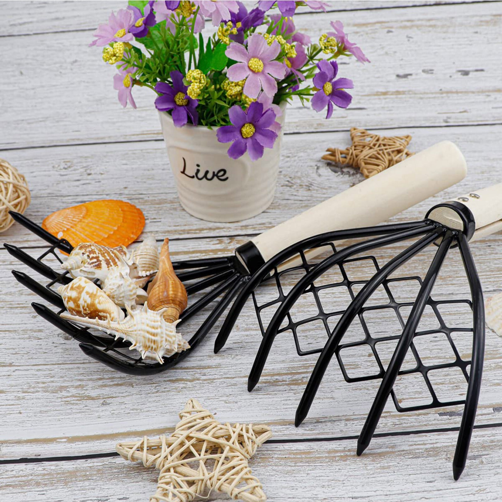 Seafood Rake With Mesh Net 10.24in High Rake Clamming Rake 5 Tine Beach ...