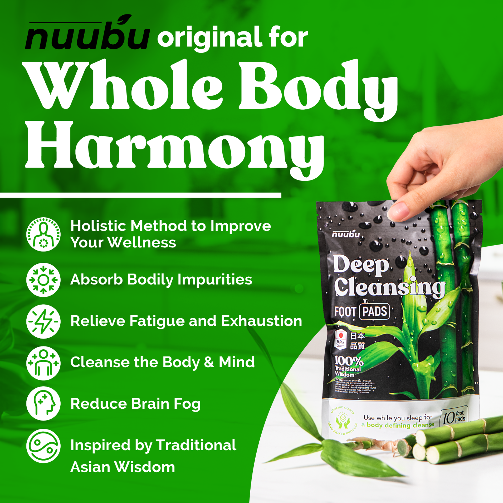 NUUBU® | Premium Detox Foot Pads to Remove Toxins, Deep Cleansing | 10 patches