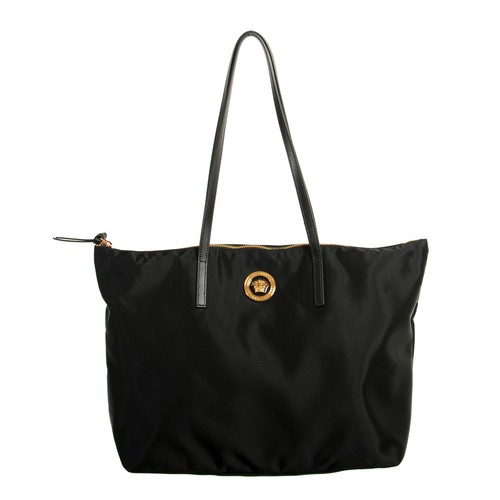 Versace Women's Black Canvas Medusa Logo Tote Shopper
