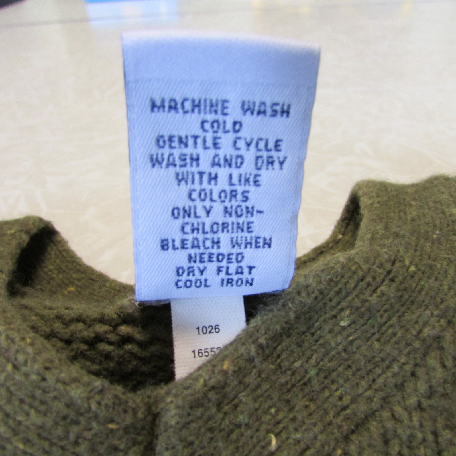 Baby Gap V-Neck Sweater Size 12-18 Months Olive Green Wool Blend Cable Knit