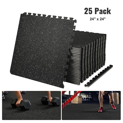 Interlocking Floor Mats Fitness Flooring Tiles 25 PCS 1/2'' Thick 24'' x 24''