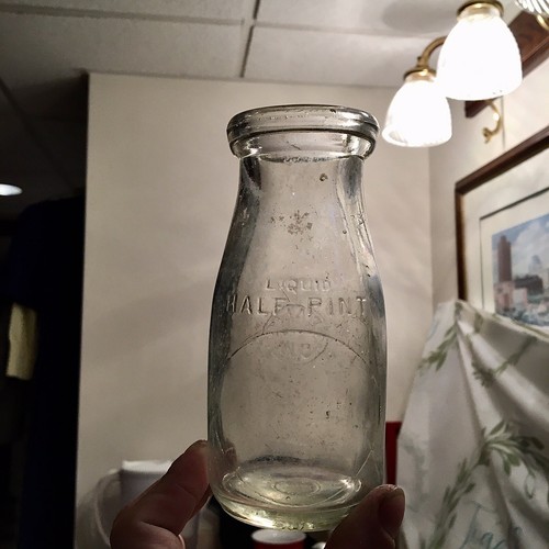 Antique Half Pint Generic Blank Slug Plate Milk Bottle Sealed 5W On Back Ca 1920