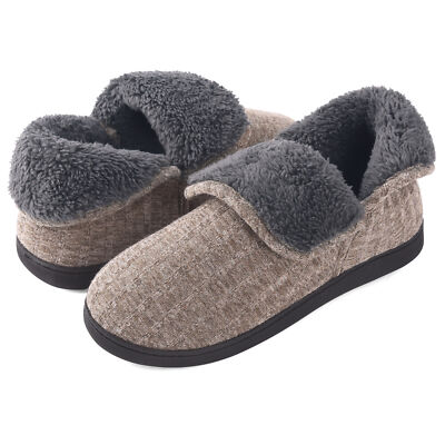 Mens Comfy Fuzzy Ankle High Slippers Memory Foam Booties Outdoor House Shoes