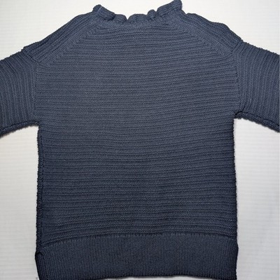 Madewell S Ruffle Neck Sweater Cotton Merino Wool Black Knit Pullover AG587