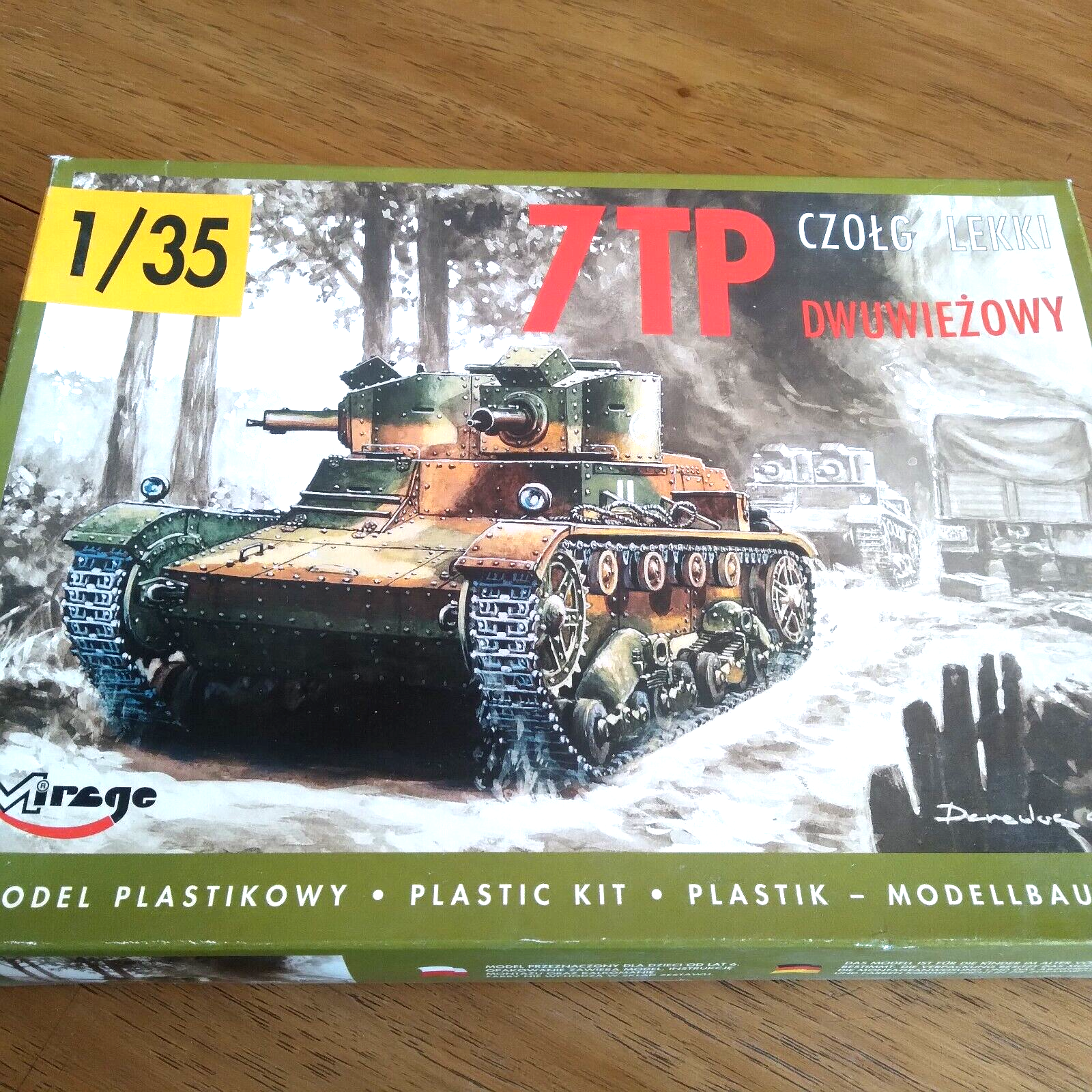 Model Tank Kit Vtg 1994 Mirage 1/35 Polish 7TP Light Tank 1933 WW2 Poland