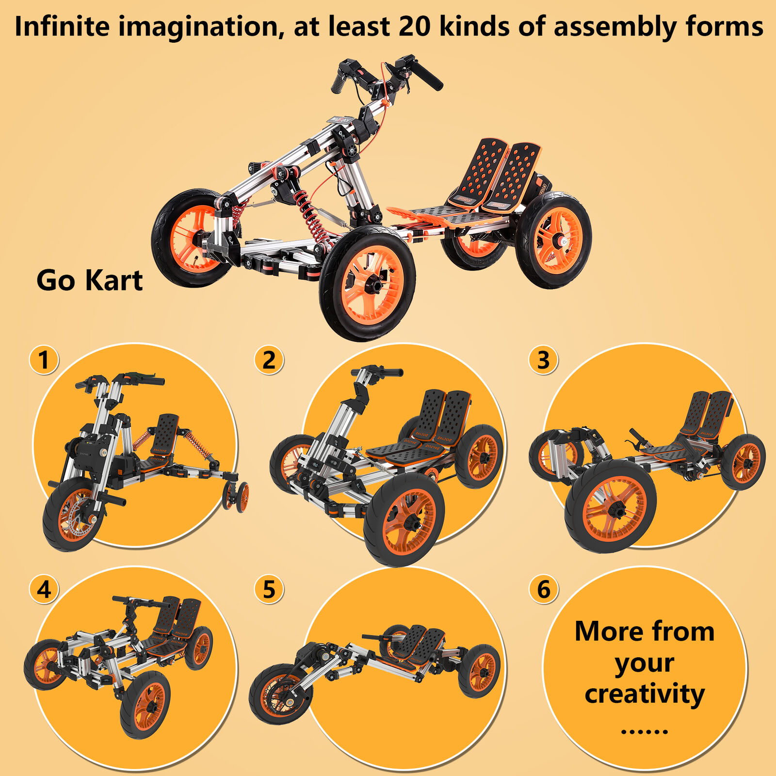 Bicycle for Sale: Electric Innovation Kart Bike 20 Kinds Of Assembly Methods Kids Child Gift Toy in Walton, Kentucky