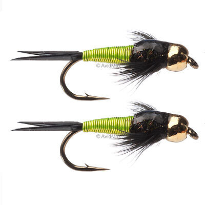 Umpqua Copper John Chartreuse 2 Pack Nymph Fly Fishing Flies