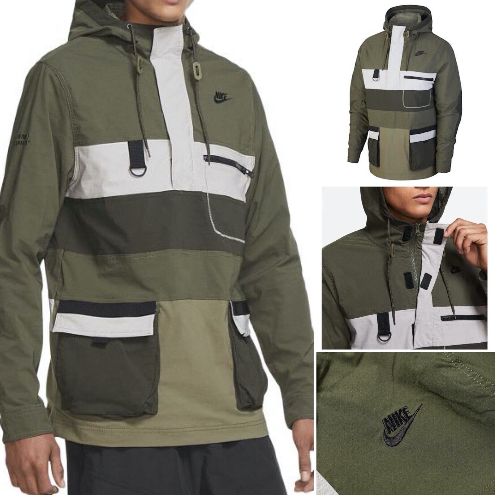 Nike NSW Utility Woven Cargo Hype Hike Jacket GREEN BLACK Nike NSW Utility Woven Cargo Hype Hike Jacket GREEN BLACK