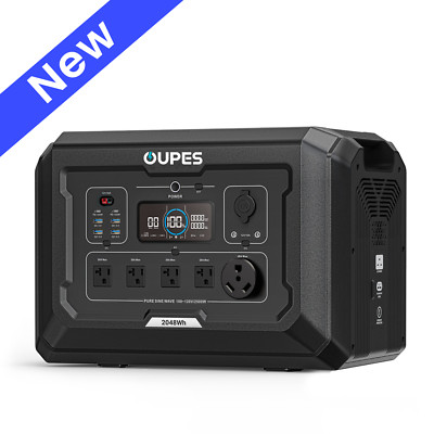 OUPES 2048Wh Mega 2 Portable Power Station 2500W Solar Generator LiFePO4 Battery