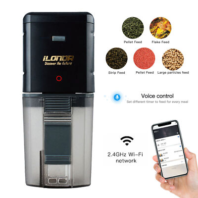 WiFi Intelligent Automatic Fish Feeder Aquarium Tank Food Dispenser Timer D5N2