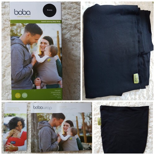 Image BOBA Baby Carrier Sling Wrap BRAND NEW IN BOX Black Stretchy Newborn Toddler Image BOBA Baby Carrier Sling Wrap BRAND NEW IN BOX Black Stretchy Newborn Toddler