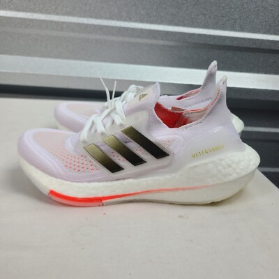 Adidas Women's Ultraboost 21 Running  Shoes  White/Black/Solar Red S23840 Sz 6.5