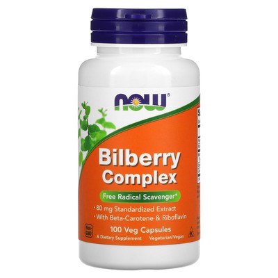 Now Foods Bilberry Complex 100 растительных капсул с гарантией качества GMP, веганский,