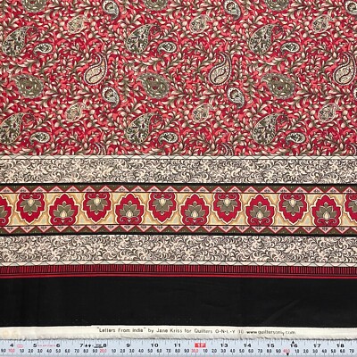 Letters From India Jane Kriss Quilter's Only Sngl Border Cotton by the HALF YARD