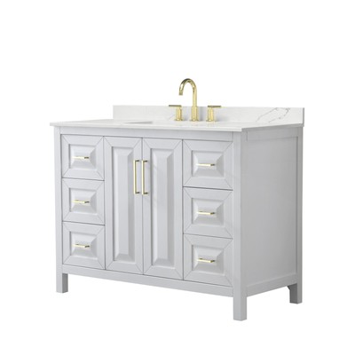 Wyndham Collection WCV252548S-QTZ-US3MXX Daria 48'' - White / Giotto Quartz Top /