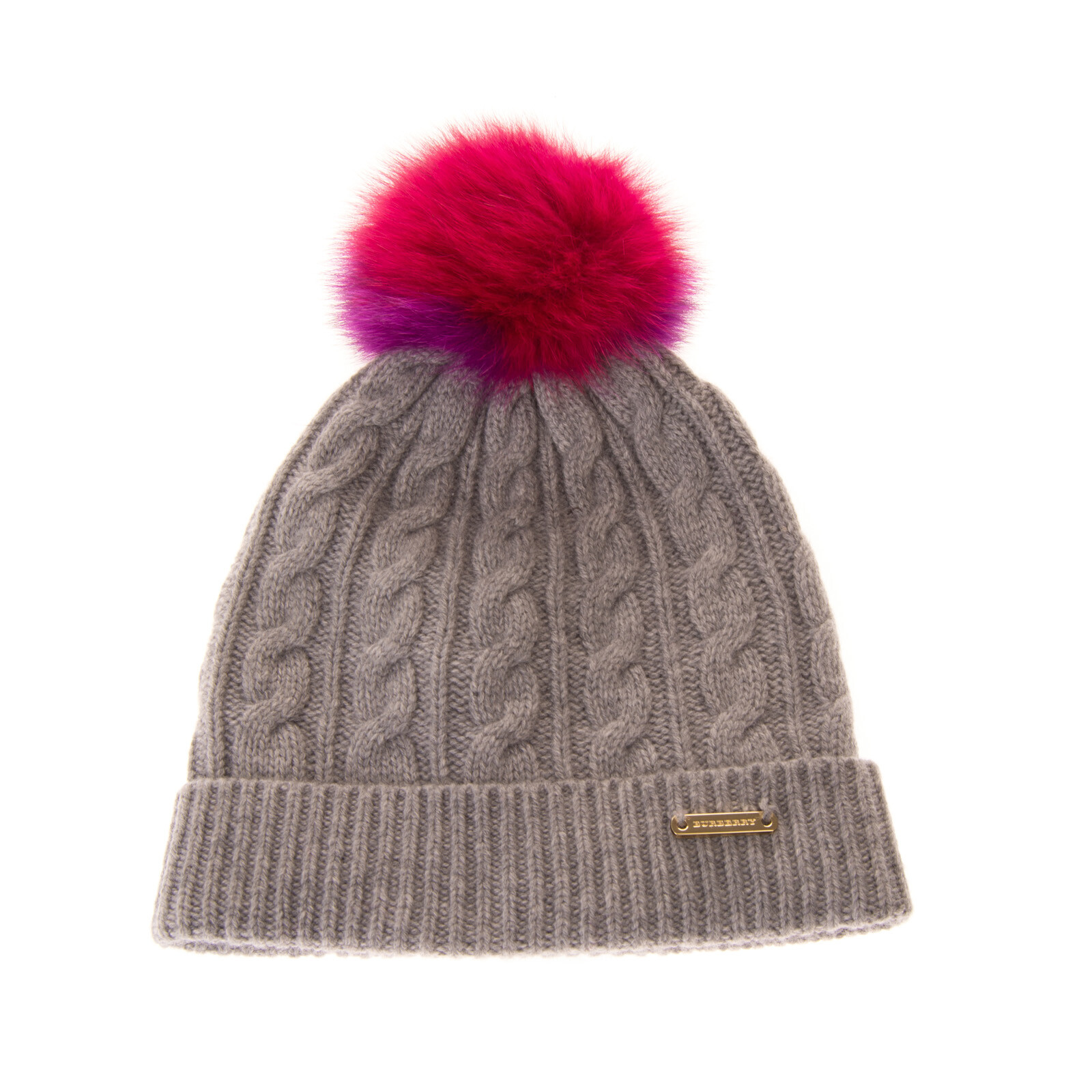 burberry fur pom pom beanie