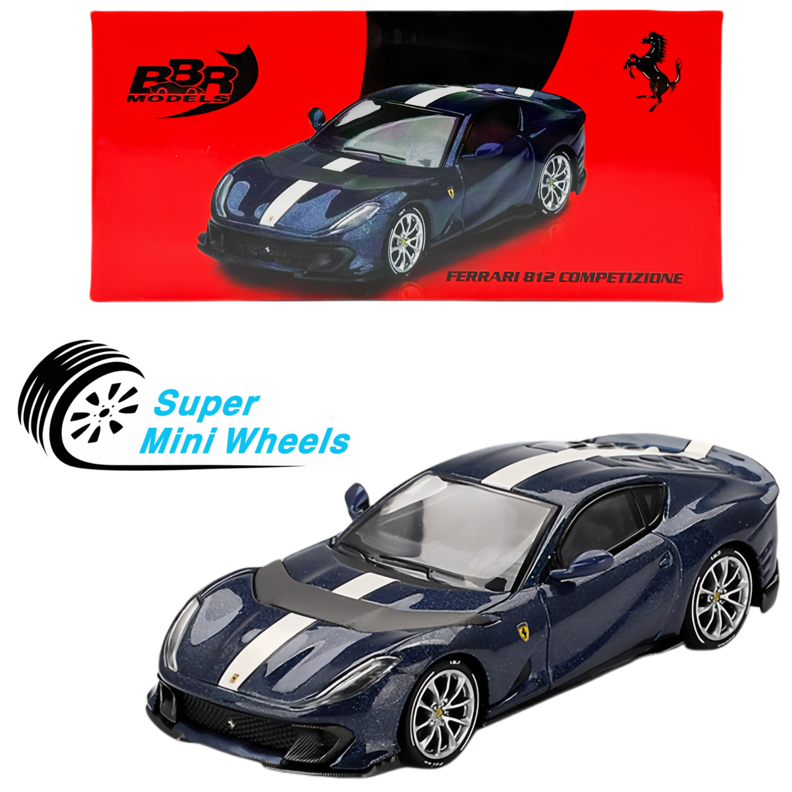 BBR Models 1:64 Ferrari 812 Competitizone Blue Tour De France