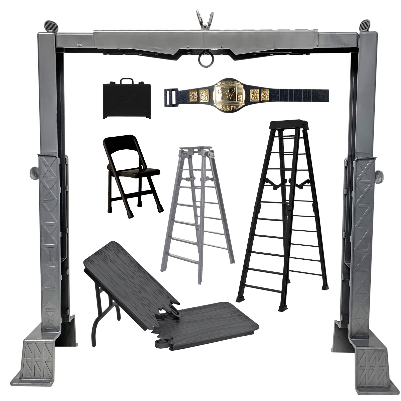 ザ・シールド　wwe フィギュア バリケード、チェア、テーブルセット Amazon.com: Complete Set of All 4 Ultimate Ladder, Table