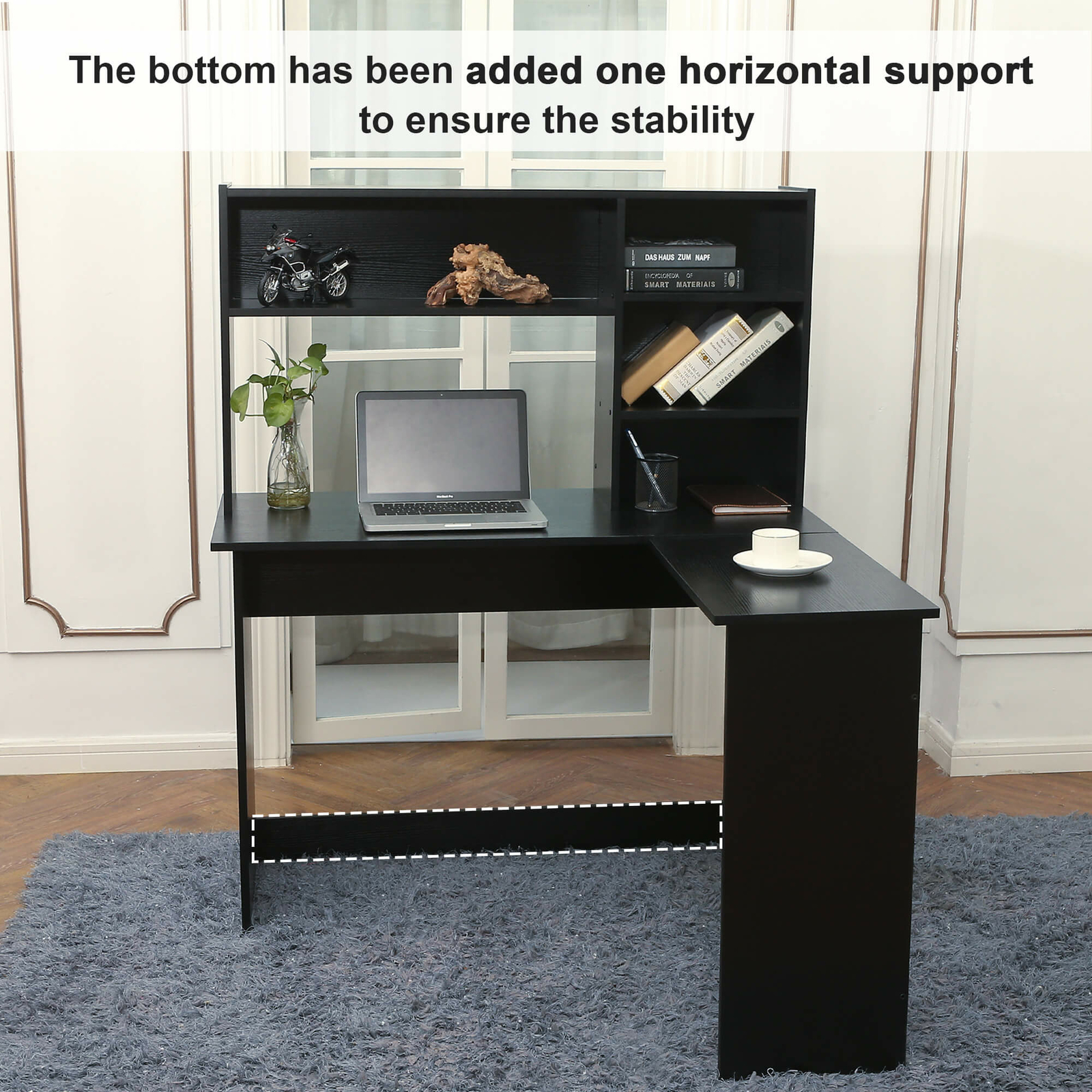 Ivinta Wooden L-Shaped Computer Desk with Hutch Modern Corner Gaming Desk