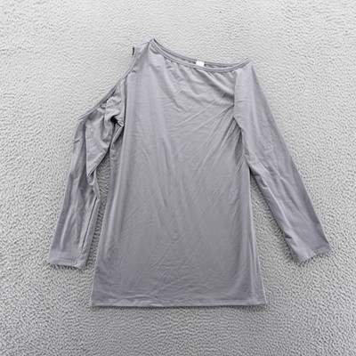 Go Couture Womens Grey Cold Shoulder Long Sleeve Micro Modal Top Medium NEW