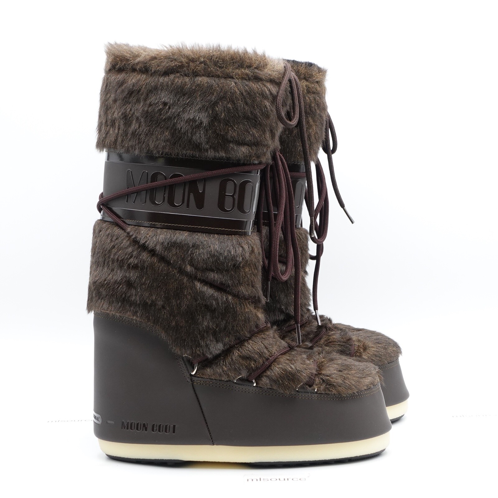 Pre-owned Moon Boot Icon Faux-fur Boots 14089000-004 Brown Women's Size 8-9.5 / 39-41 Eu