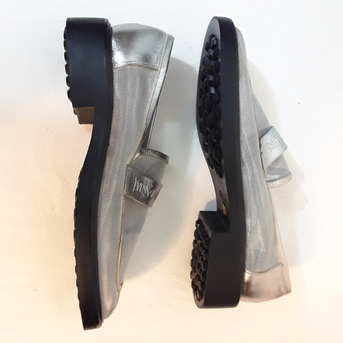 Vintage YSL Yves Saint Laurent Silver Mesh Loafers Women Shoes Flats Sz 5
