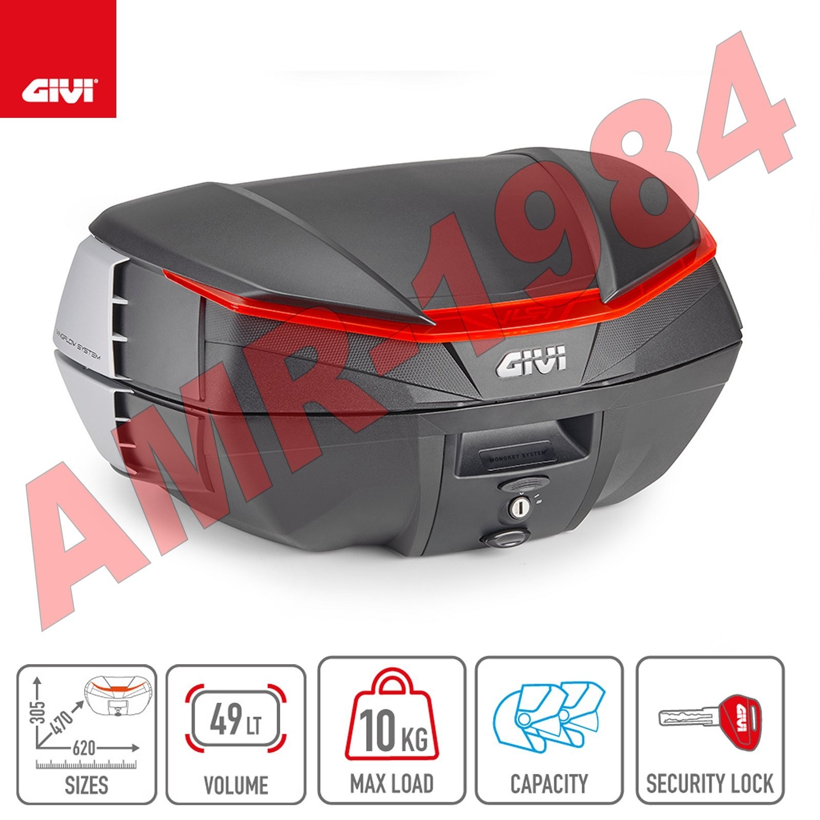 GIVI V49N V49 AIR VALIGIA BAULETTO Wingflow System CON COVER NERE MONOKEY