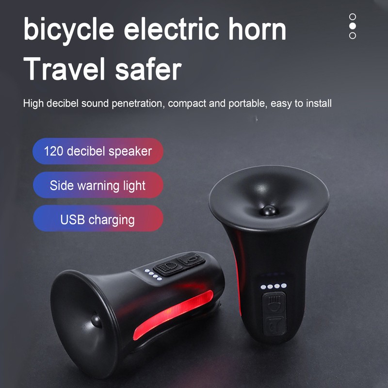 Bicycle Horn E-Bike Horn Loud Warning Sound Rechargeable Scooter Road Mountain