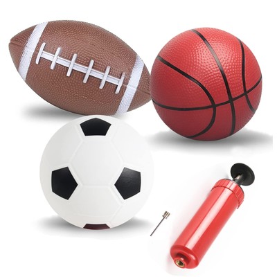 Soccer Basketball Football Small Sports Bouncy Balls with Hand Pump for Kids ...