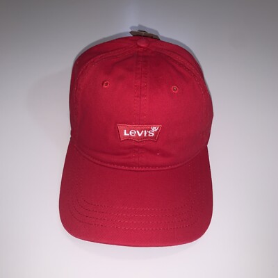 Levi's Batwing Baseball Cap Adjustable Strap Red with Red Logo Hat