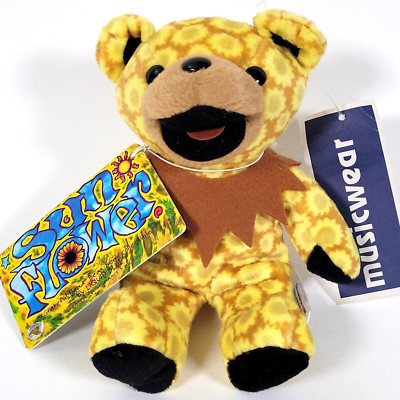 GRATEFUL DEAD SUNFLOWER BEAR BEAN BAG PLUSH 7'' LIQUID BLUE 90's DEADY BEAR NWT