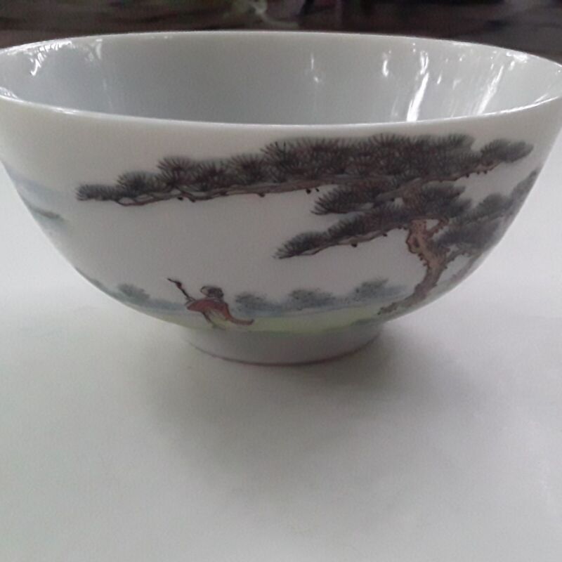Vintage Chinese or Japanese Porcelain Bowl Decorated in Hong Kong