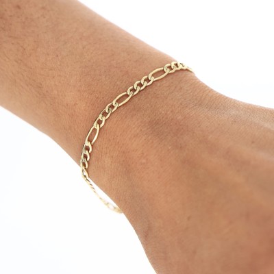 10K Yellow Gold 3.5mm Figaro Chain Bracelet or Anklet Mens Women 7" 8" 9"