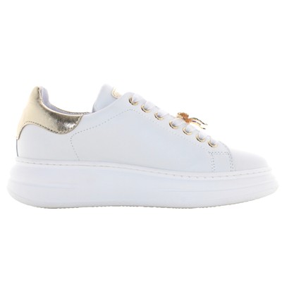 Pre-owned Méliné Meline' P24us Women's Sneakers With Platform Bi 247-acc In White / Gold
