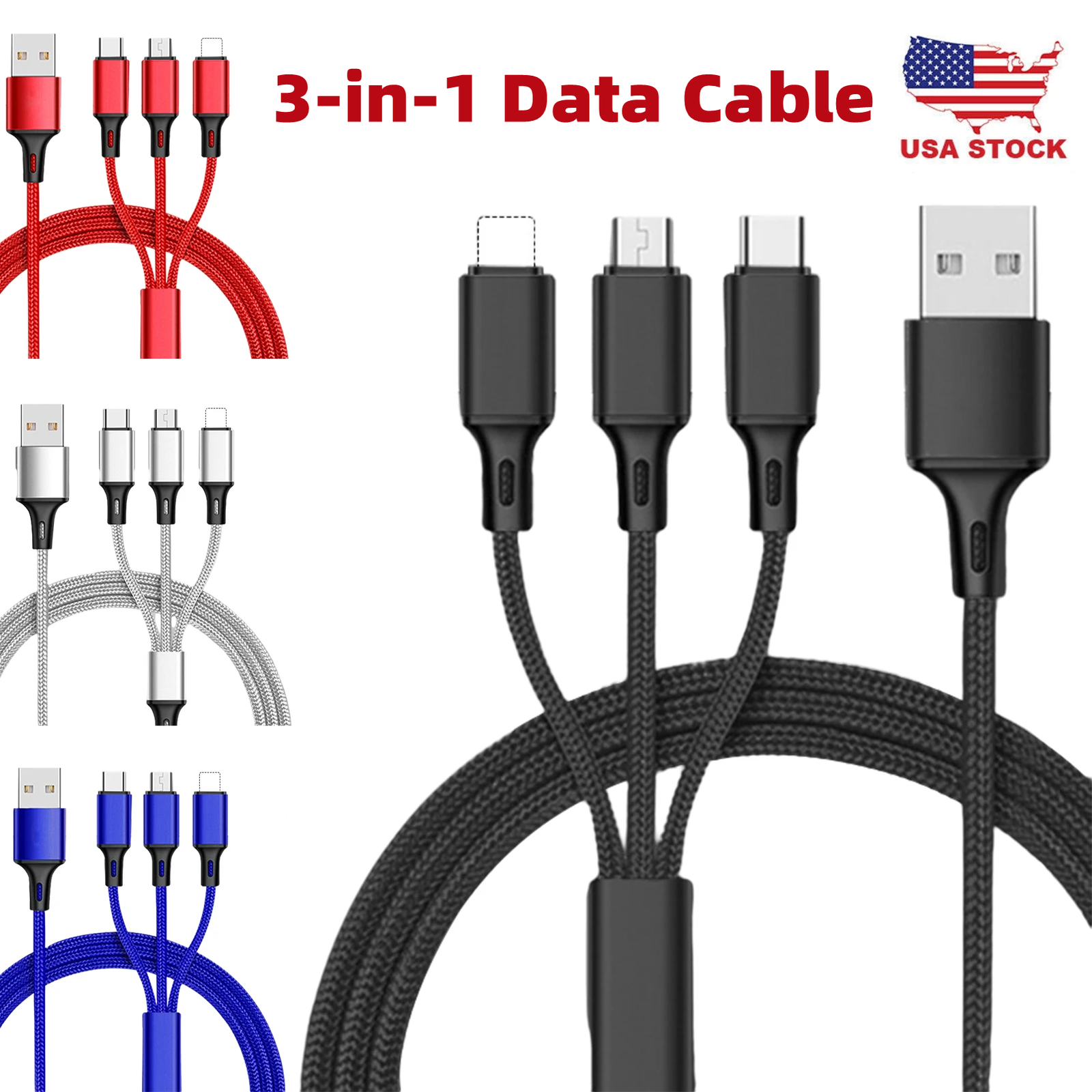 3 in 1 Universal USB Charging Cable MultiFuncti