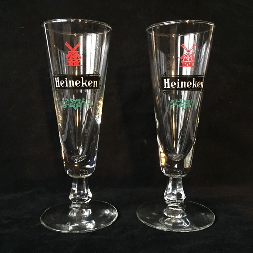 Heineken Beer Set of 2 New Classy Style Pilsner Type Drinking Glasses