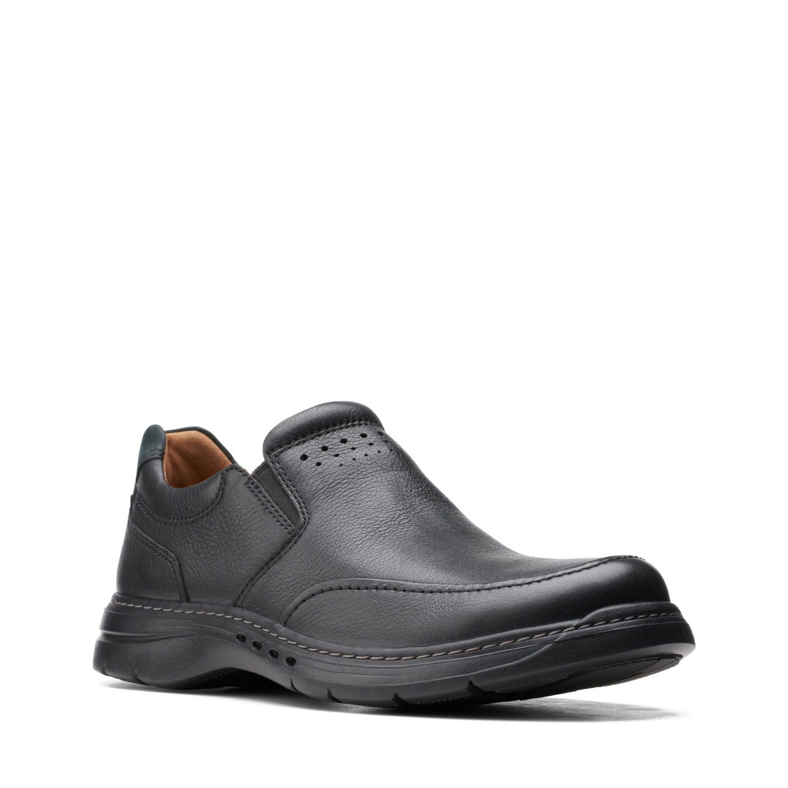 

Clarks UN BRAWLEY STEP Мужские черные кожаные удобные туфли без шнуровки 51788, Черный, 51788