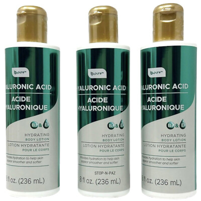 b-pure Hyaluronic Acid Infused Hydrating Body Lotion w/ B3 & E 8 fl oz 3 Pack